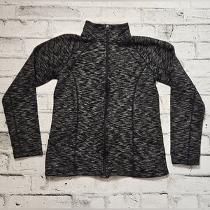 Joe Fresh Heathered Black and Grey Zip-Up Sweater